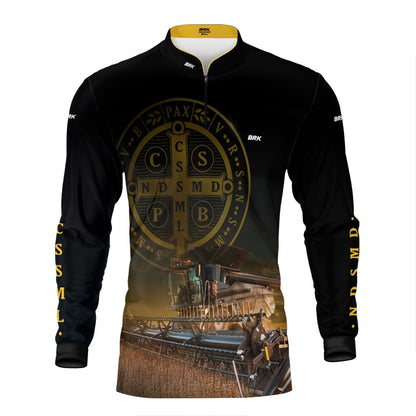 Camisa Agro Brk São Bento e Colheitadeira com Proteção UV50 - Envio Imediato - Brk Agro