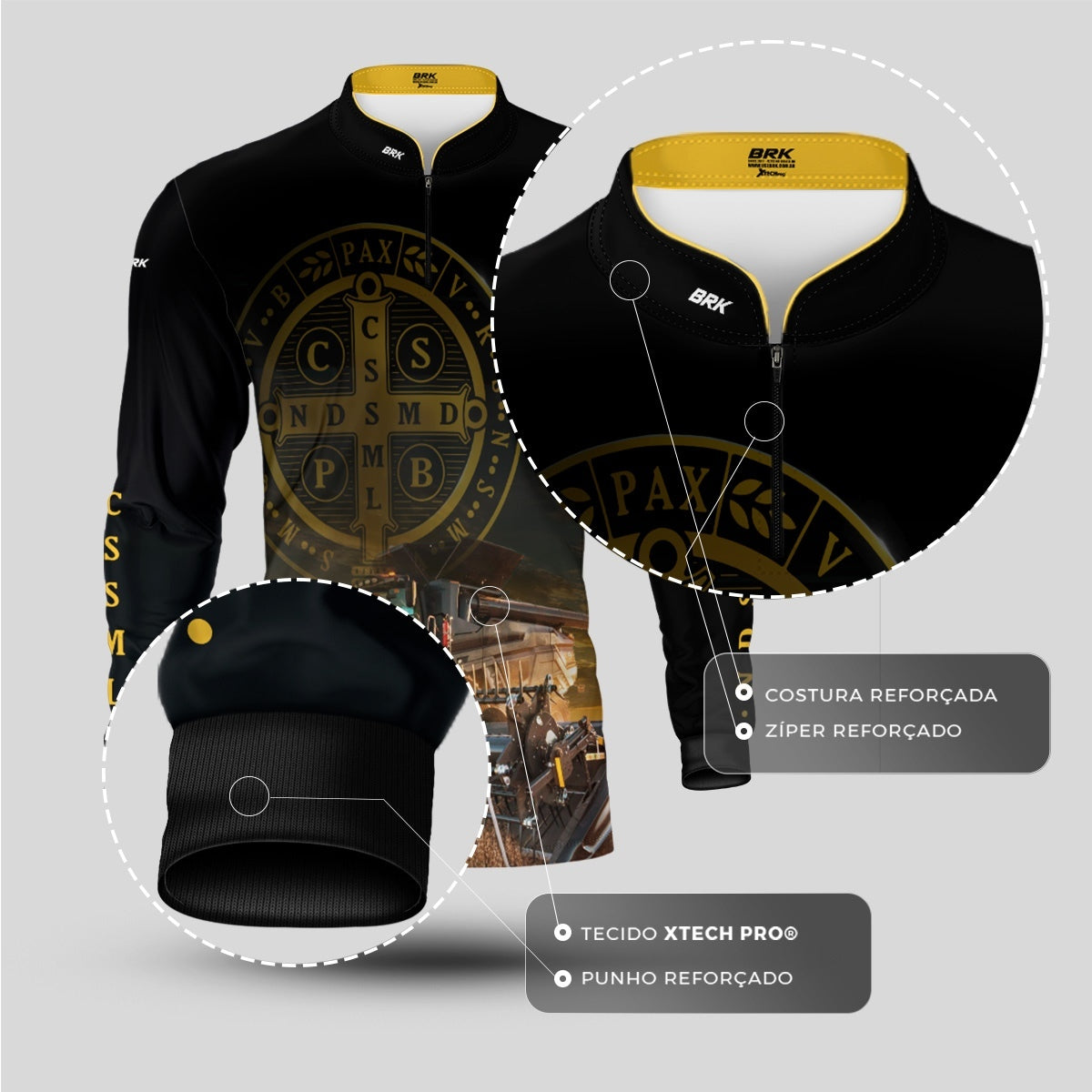 Camisa Agro Brk São Bento e Colheitadeira com Proteção UV50 - Envio Imediato - Brk Agro