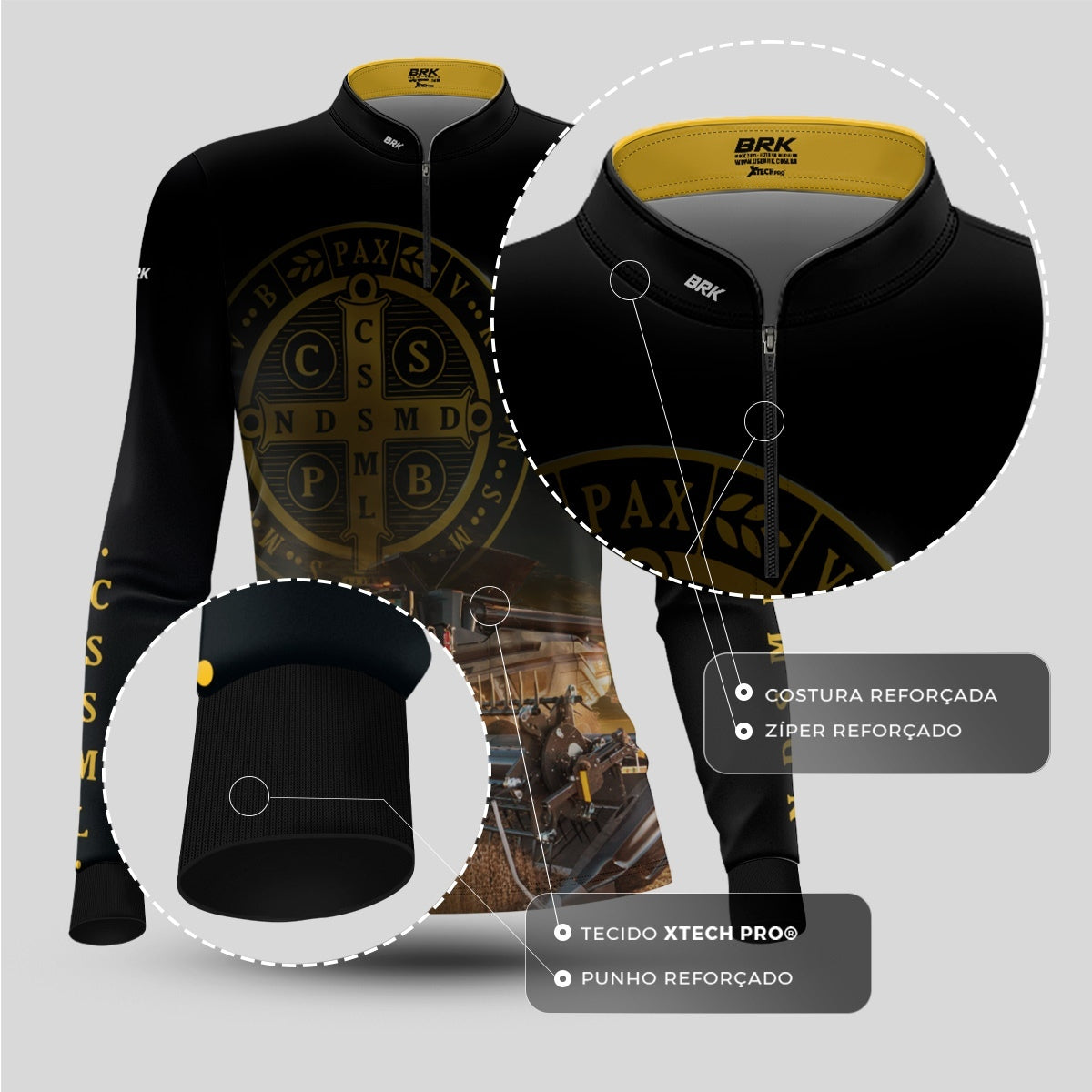 Camisa Agro Feminina Brk São Bento e Colheitadeira com Proteção UV50+ - Brk Agro