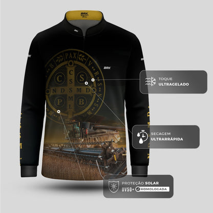 Camisa Agro Infantil Brk São Bento e Colheitadeira com Proteção UV50+ - Brk Agro