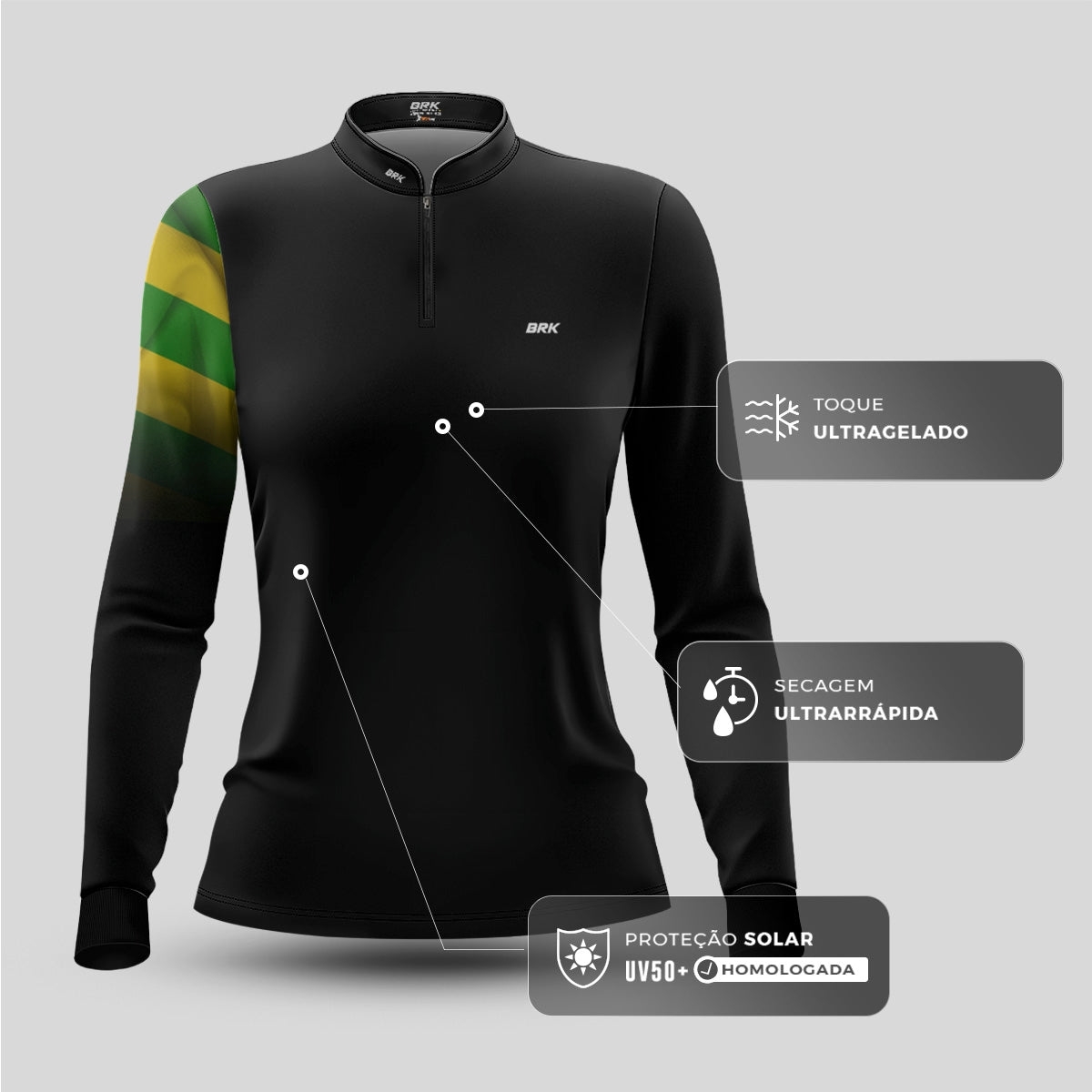 Camisa Agro Feminina Brk Bandeira de Goias com Proteção UV50+ - Brk Agro