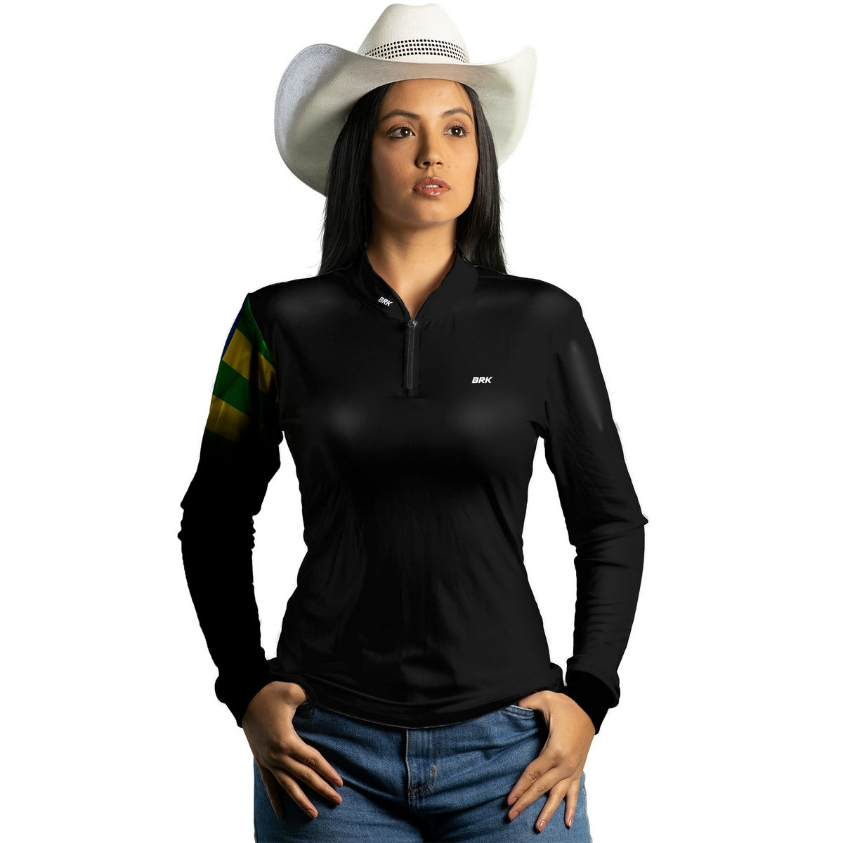 Camisa Agro Feminina Brk Bandeira de Goias com Proteção UV50+ - Brk Agro