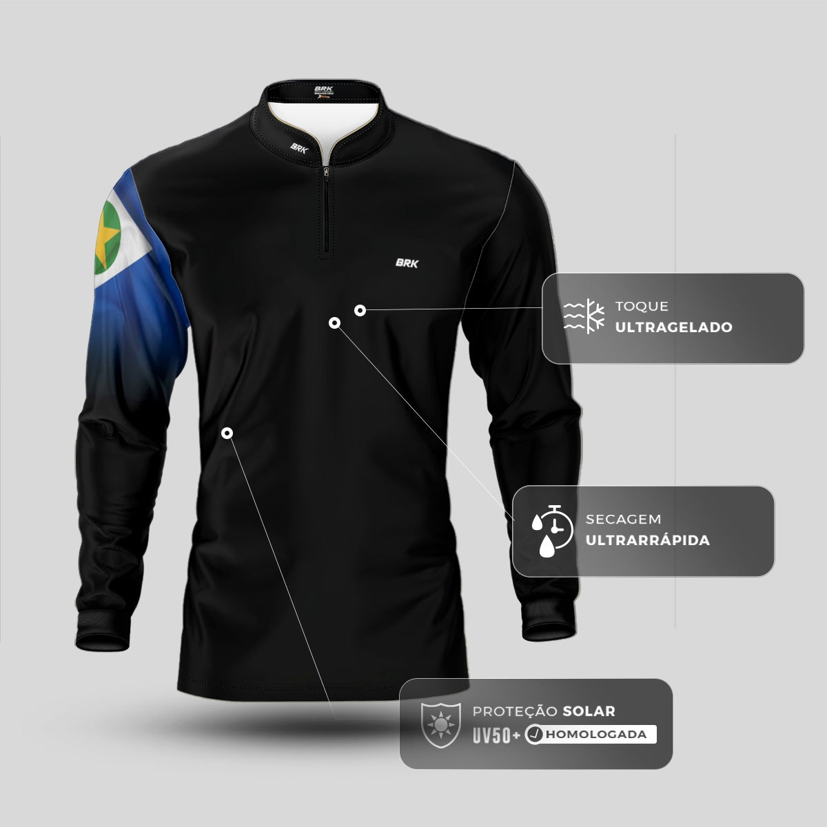Camisa Agro Brk Bandeira do Mato Grosso com Proteção UV50+ - Brk Agro