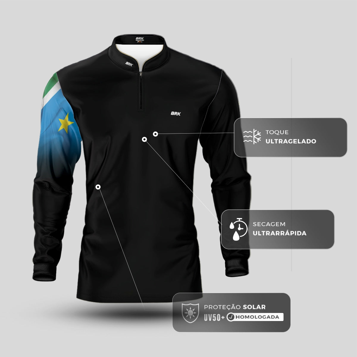 Camisa Agro Brk Bandeira do Mato Grosso do Sul com Proteção UV50+ - Brk Agro