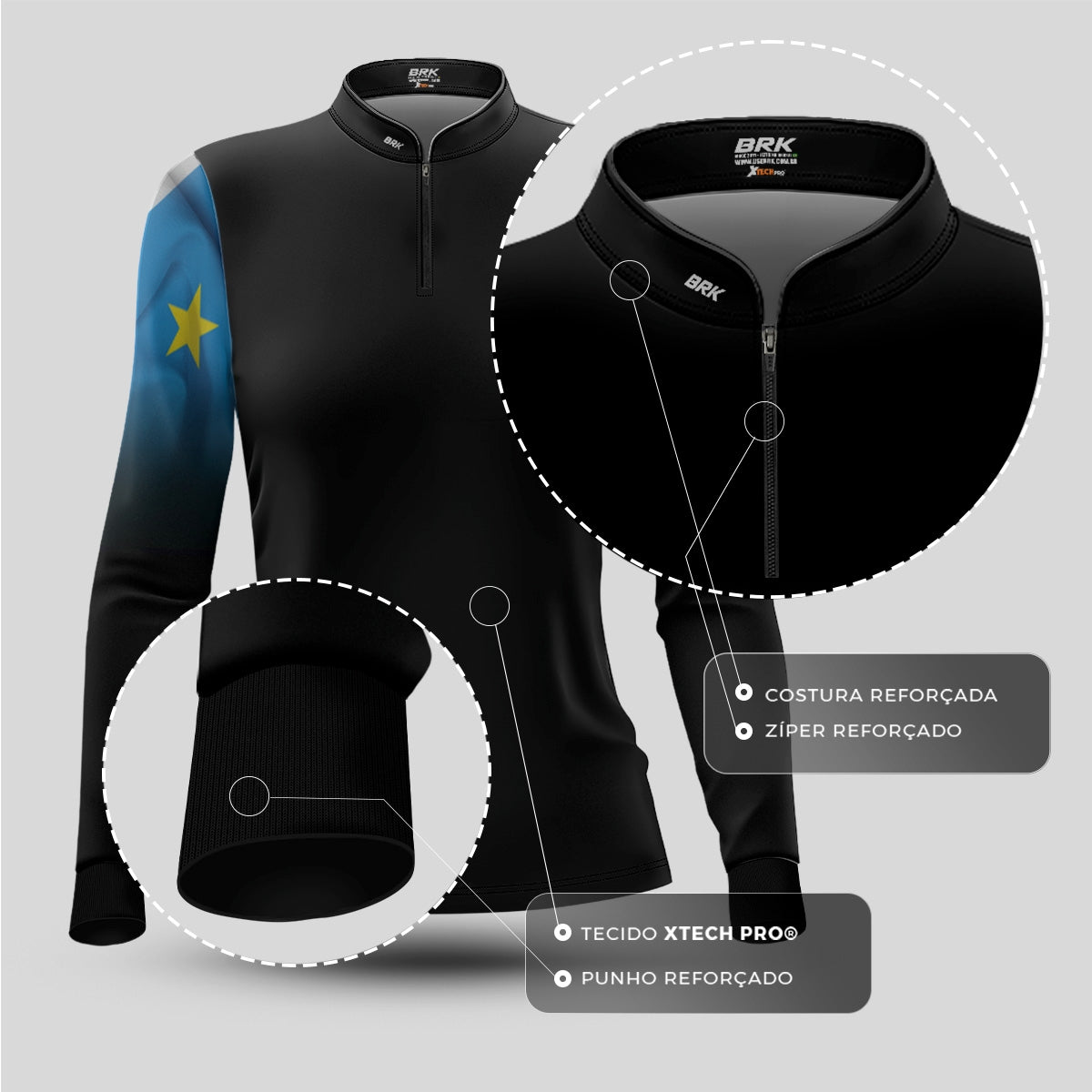 Camisa Agro Feminina Brk Bandeira do Mato Grosso do Sul com Proteção UV50+ - Brk Agro