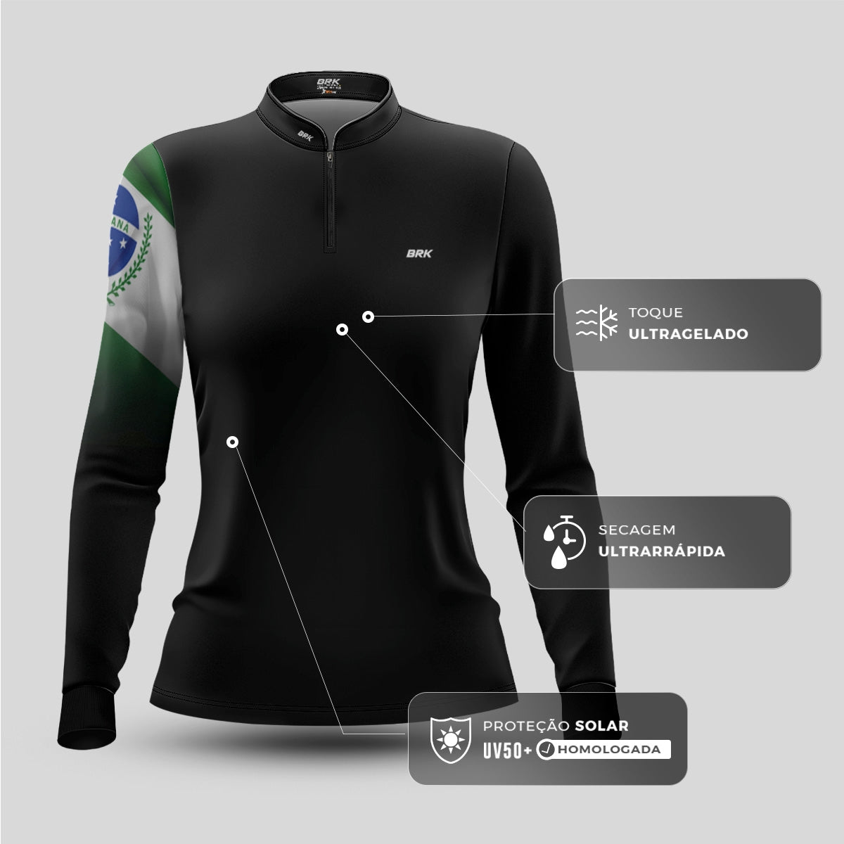 Camisa Agro Feminina Brk Bandeira do Paraná com Proteção UV50+ - Brk Agro