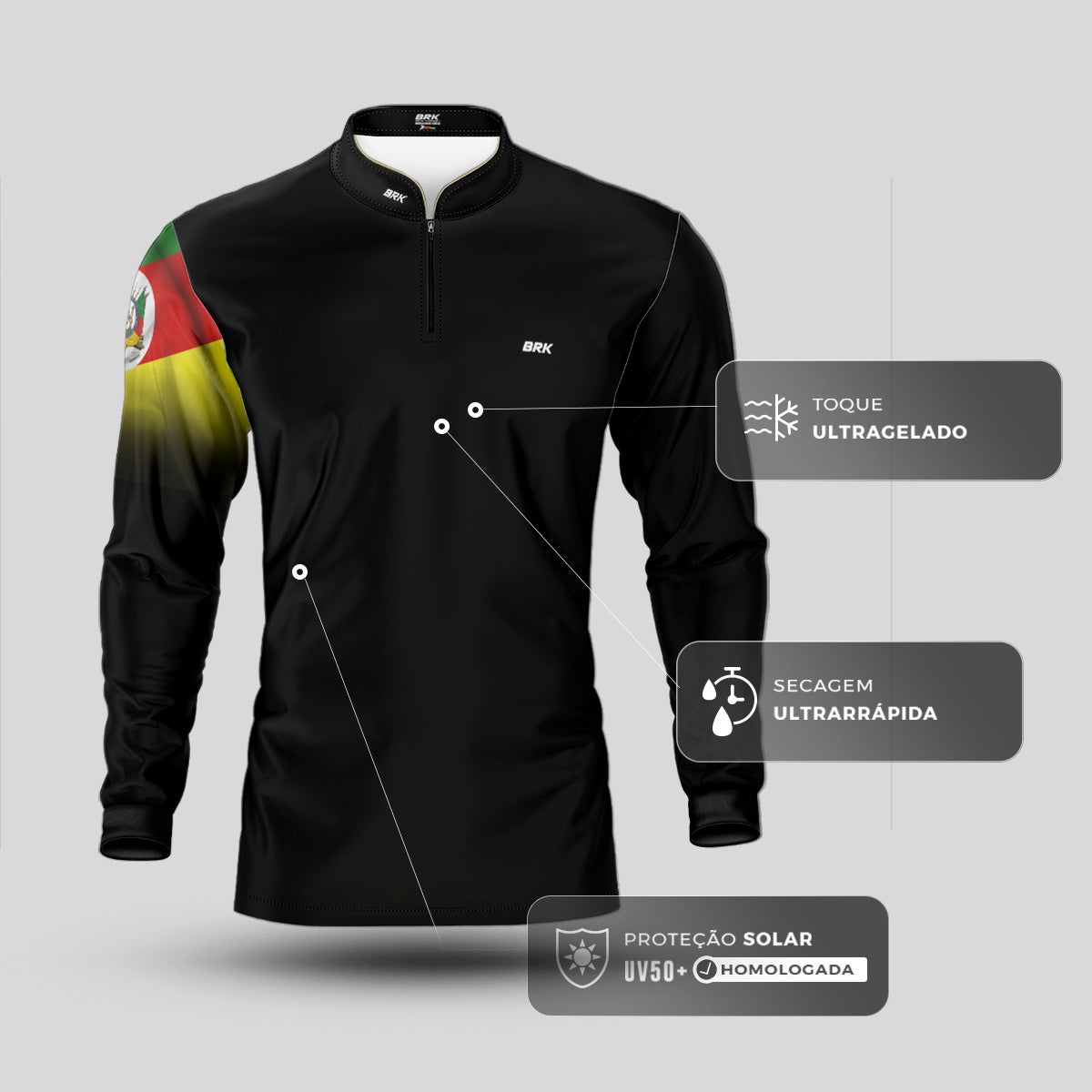 Camisa Agro Brk Bandeira do Rio Grande do Sul com Proteção UV50+ - Brk Agro