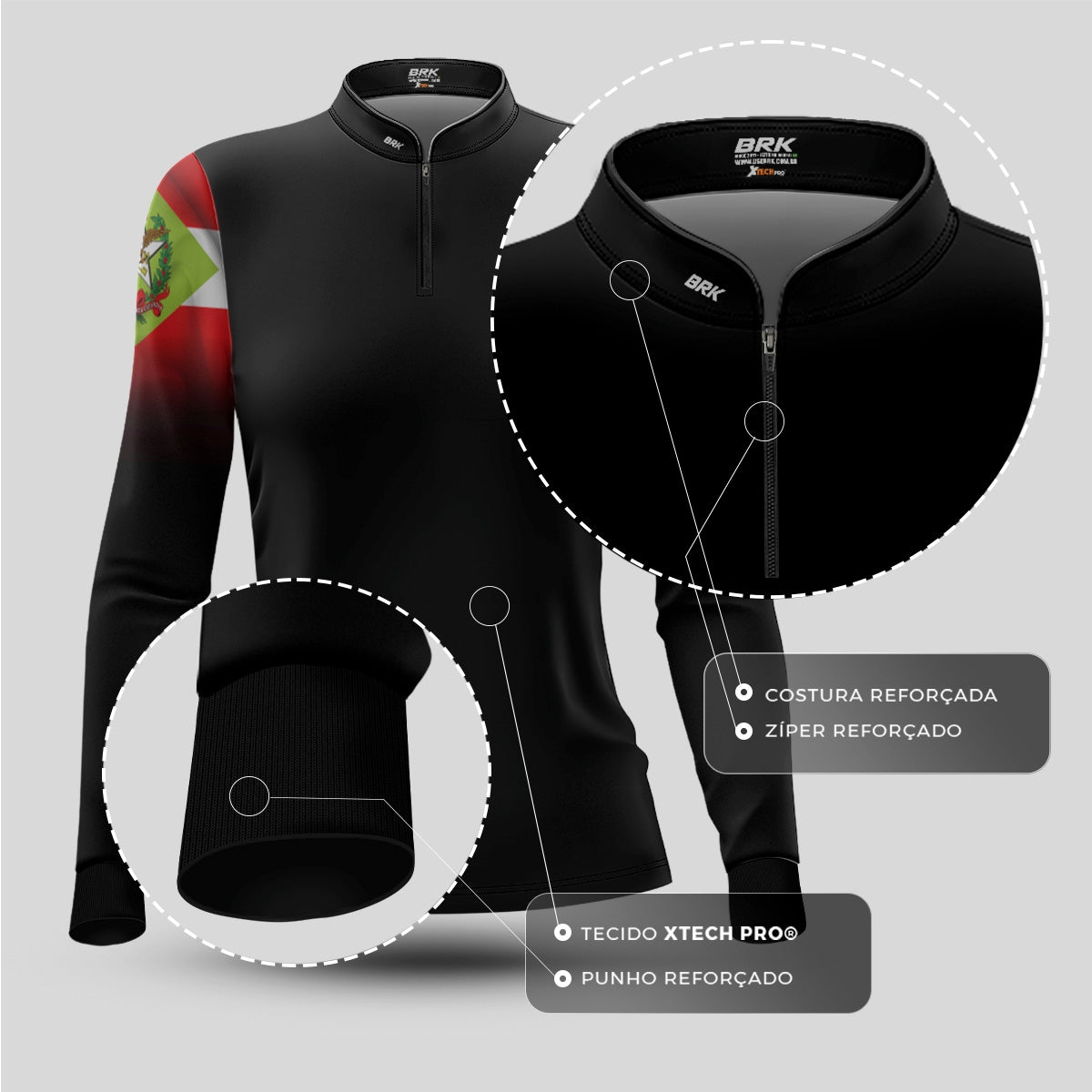 Camisa Agro Feminina Brk Bandeira de Santa Catarina com Proteção UV50+ - Brk Agro