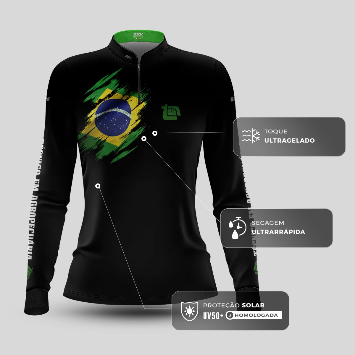Camisa Agro Feminina Brk Tecnico em Agropecuária com Proteção UV50+ - Brk Agro