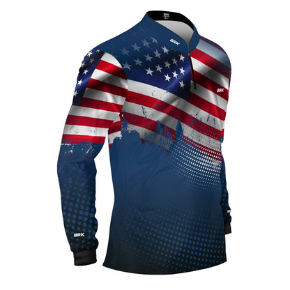Camisa de Pesca Brk Bandeira dos Estados Unidos com Proteção UV50+ - Brk Agro