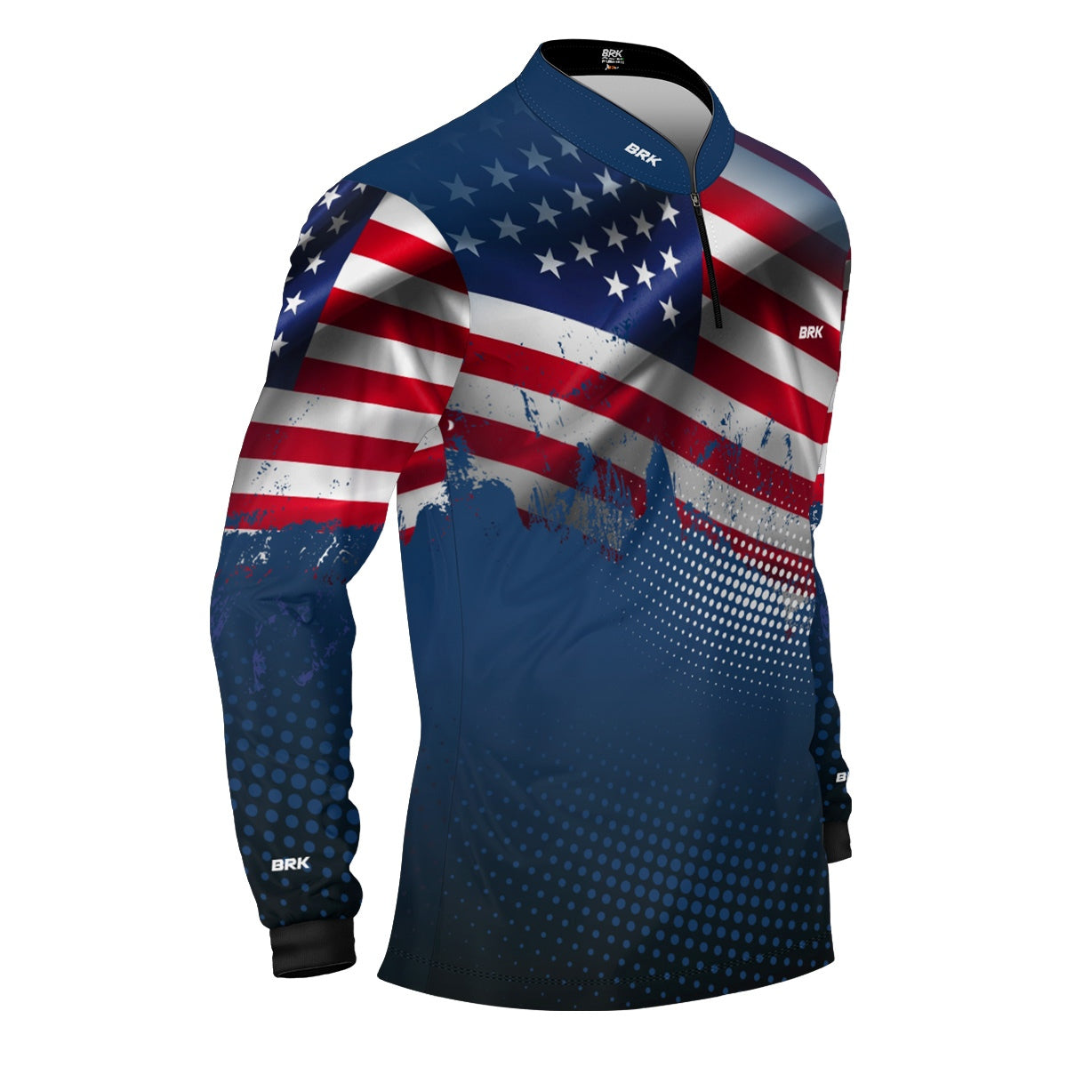 Camisa de Pesca Brk Bandeira dos Estados Unidos com Proteção UV50 - Envio Imediato - Brk Agro
