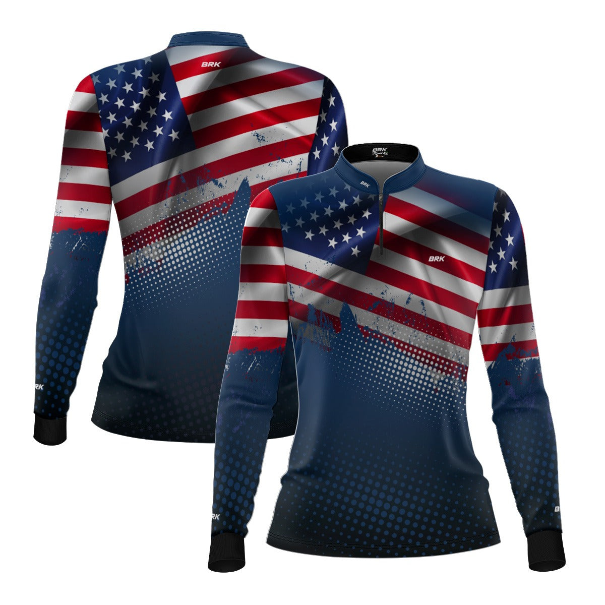 Camisa de Pesca Feminina Brk Bandeira EUA com Proteção UV50+ - Brk Agro