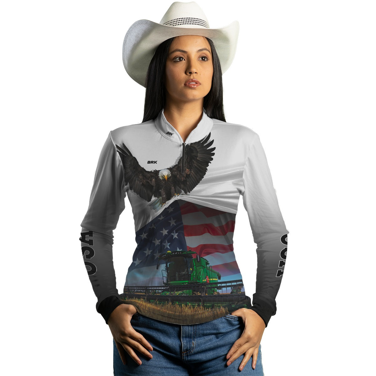 Camisa Agro Feminina Brk Eagle Estados Unidos Soja com UV50+ - Brk Agro