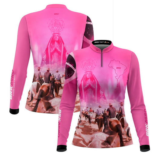 Camisa Agro Feminina Brk Cavalgada Devota Nossa Senhora com UV50+