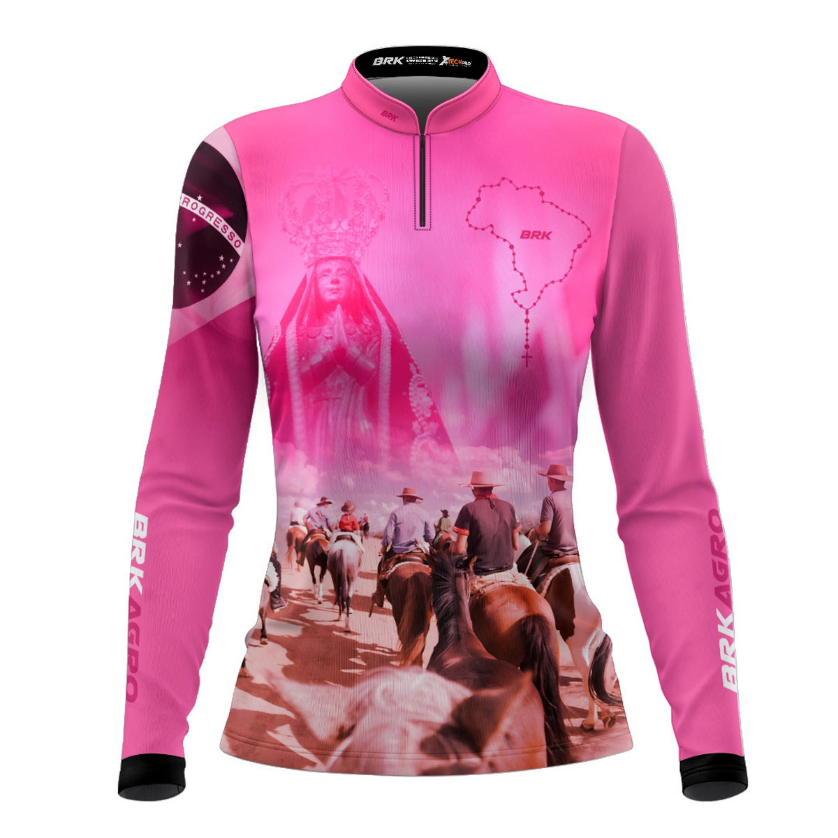 Camisa Agro Feminina Brk Cavalgada Devota Nossa Senhora com UV50+ - Brk Agro