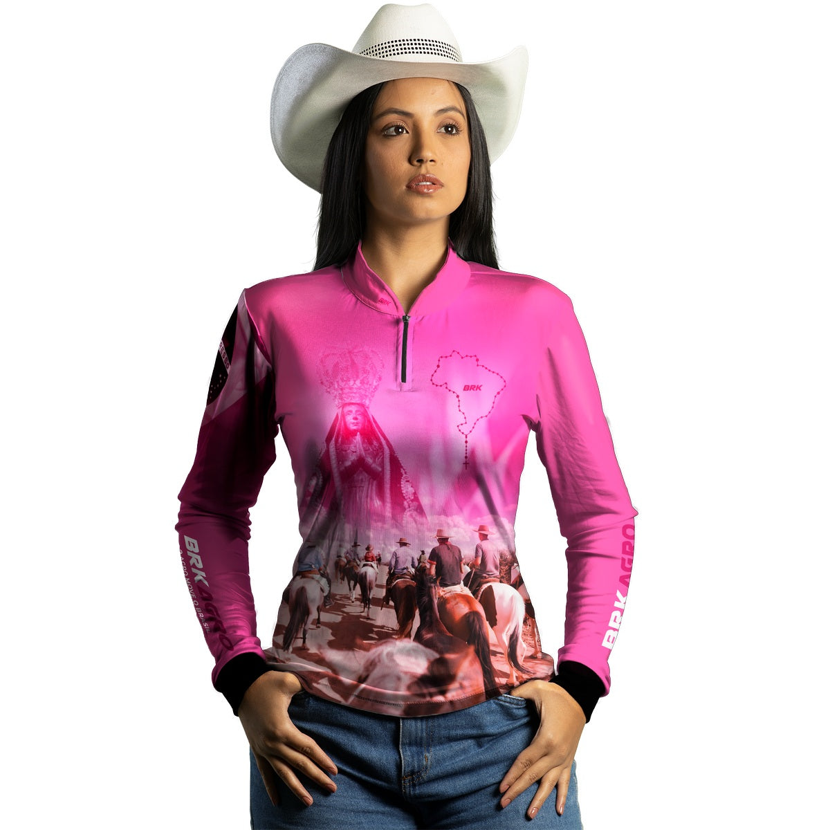 Camisa Agro Feminina Brk Cavalgada Devota Nossa Senhora com UV50+ - Brk Agro