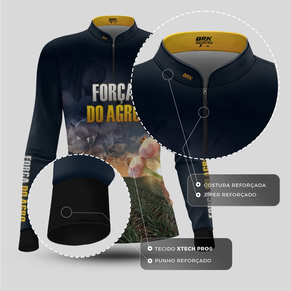 Camisa Agro Feminina Brk Produtor de Alho com Proteção Solar UV50+ - Brk Agro