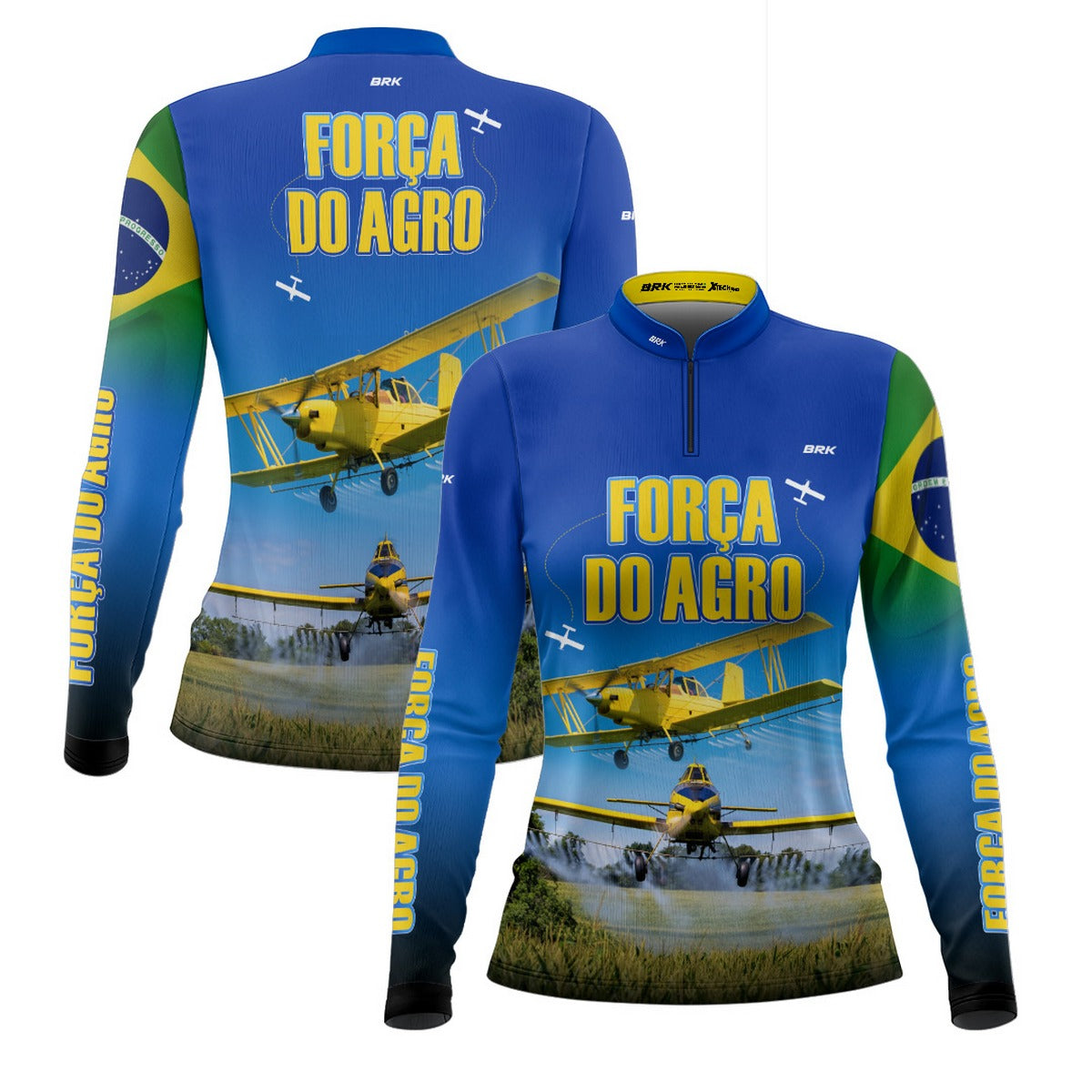 Camisa Agro Feminina Brk Azul Aviação Agrícola com Proteção UV50+ - Brk Agro