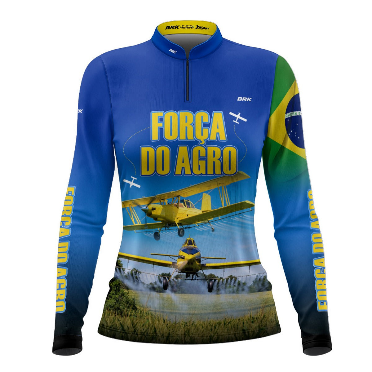 Camisa Agro Feminina Brk Azul Aviação Agrícola com Proteção UV50+ - Brk Agro