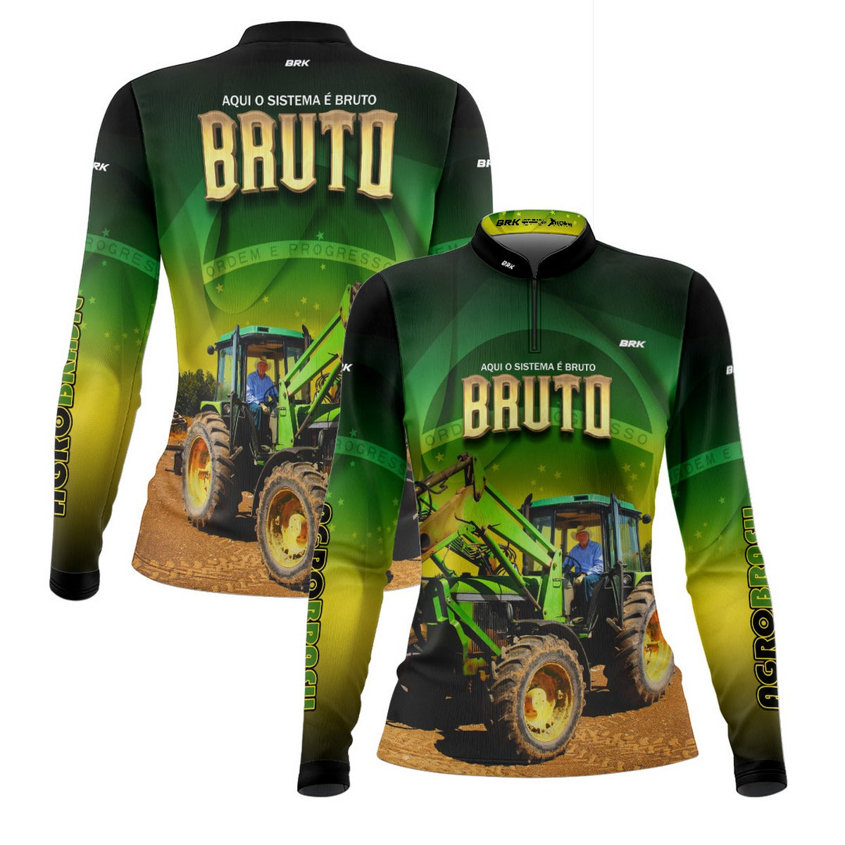 Camisa Agro Feminina Brk Trator Aqui o Sistema é Bruto com Proteção UV50+ - Brk Agro