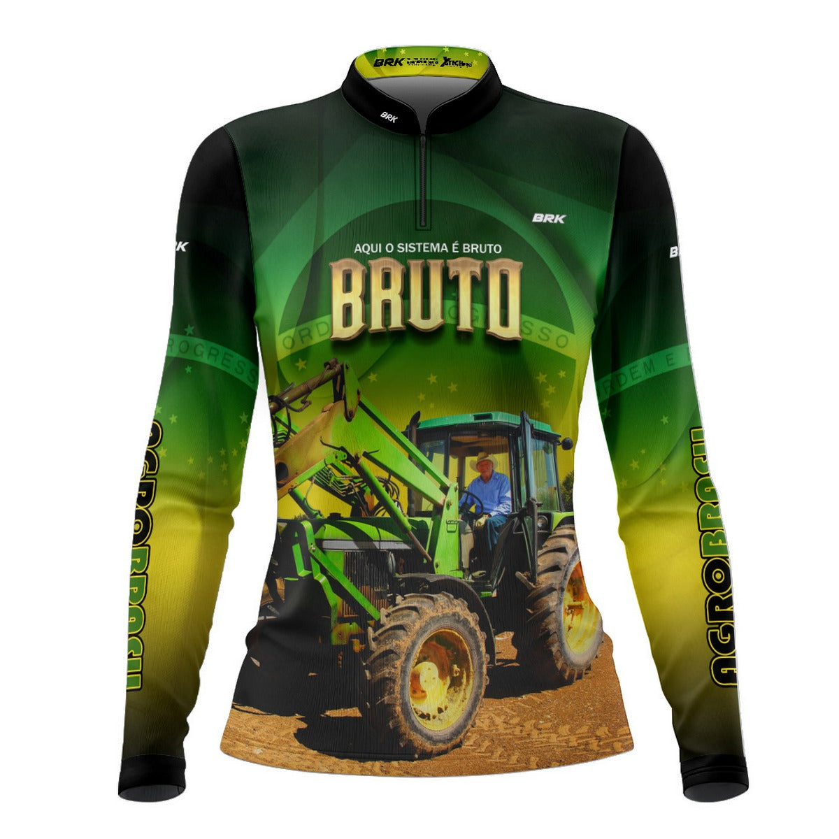 Camisa Agro Feminina Brk Trator Aqui o Sistema é Bruto com Proteção UV50+ - Brk Agro