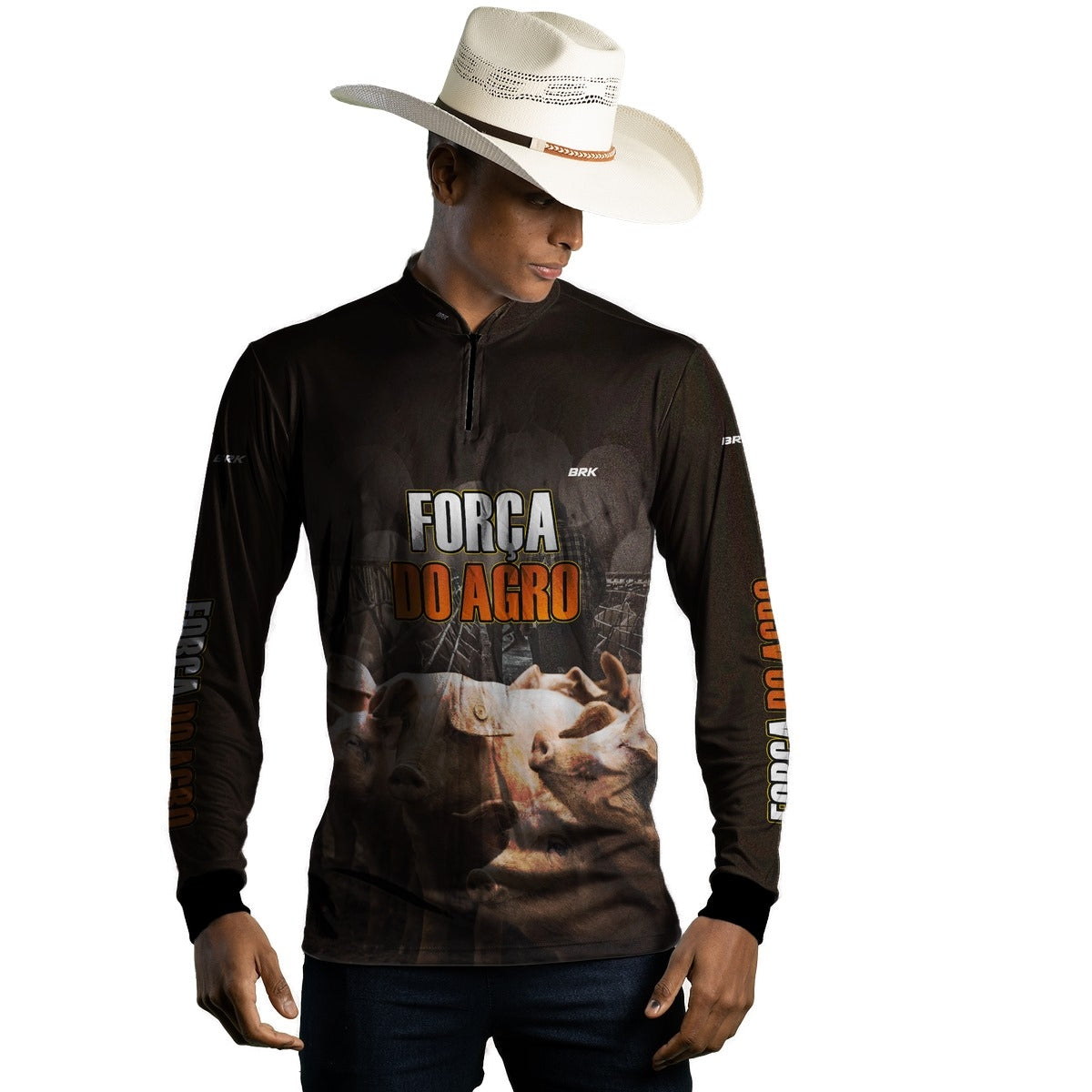 Camisa Agro Brk A Força do Agro Produtor de Suínos com UV50+ - Brk Agro