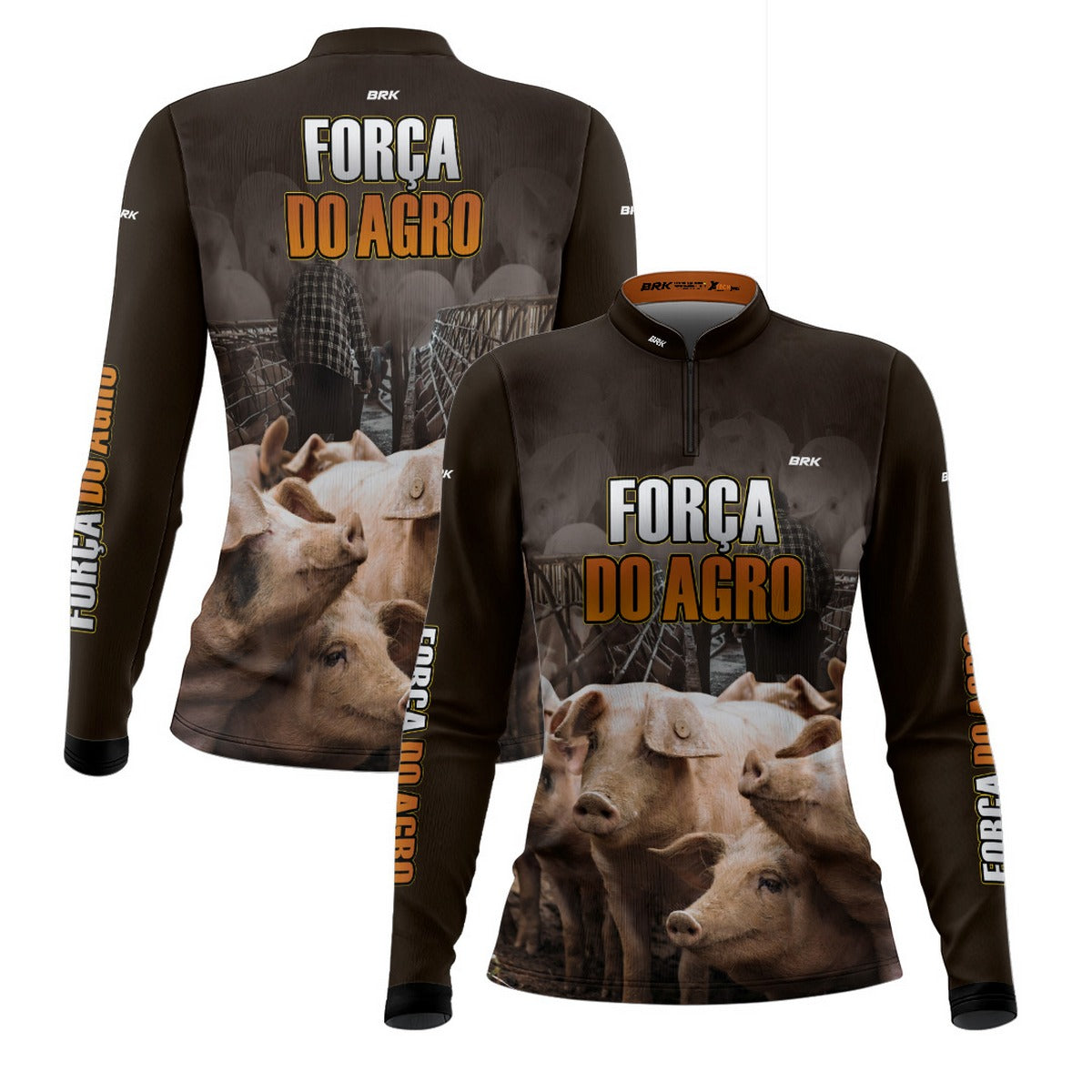 Camisa Feminina Agro Brk A Força do Agro Produtor de Suínos com UV50+ - Brk Agro