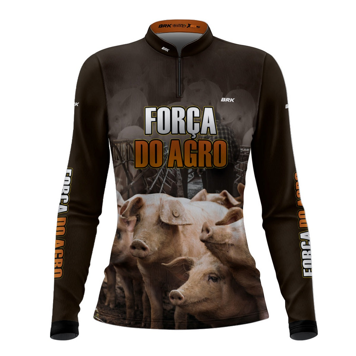 Camisa Feminina Agro Brk A Força do Agro Produtor de Suínos com UV50+ - Brk Agro