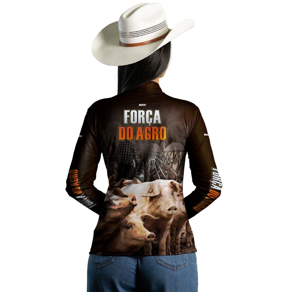 Camisa Feminina Agro Brk A Força do Agro Produtor de Suínos com UV50+ - Brk Agro