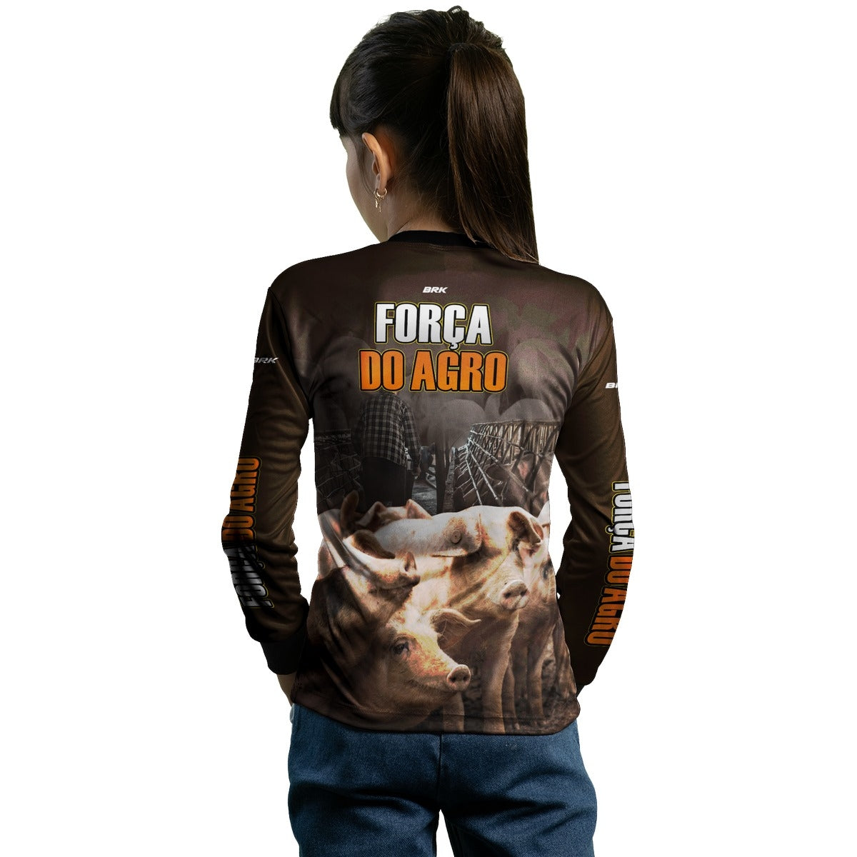 Camisa Infantil Agro Brk A Força do Agro Produtor de Suínos com UV50+ - Brk Agro