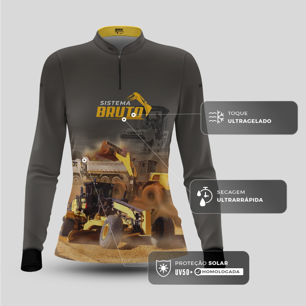 Camisa Máquina Pesada Feminina Brk Motoniveladora com UV50+ - Brk Agro