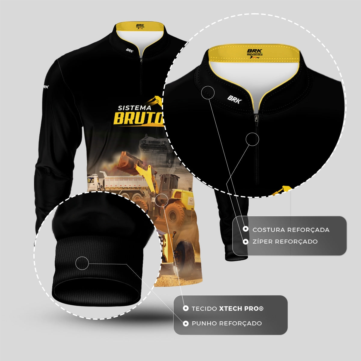 Camisa Máquina Pesada Brk Sistema Bruto Motoniveladora com UV50+ - Brk Agro