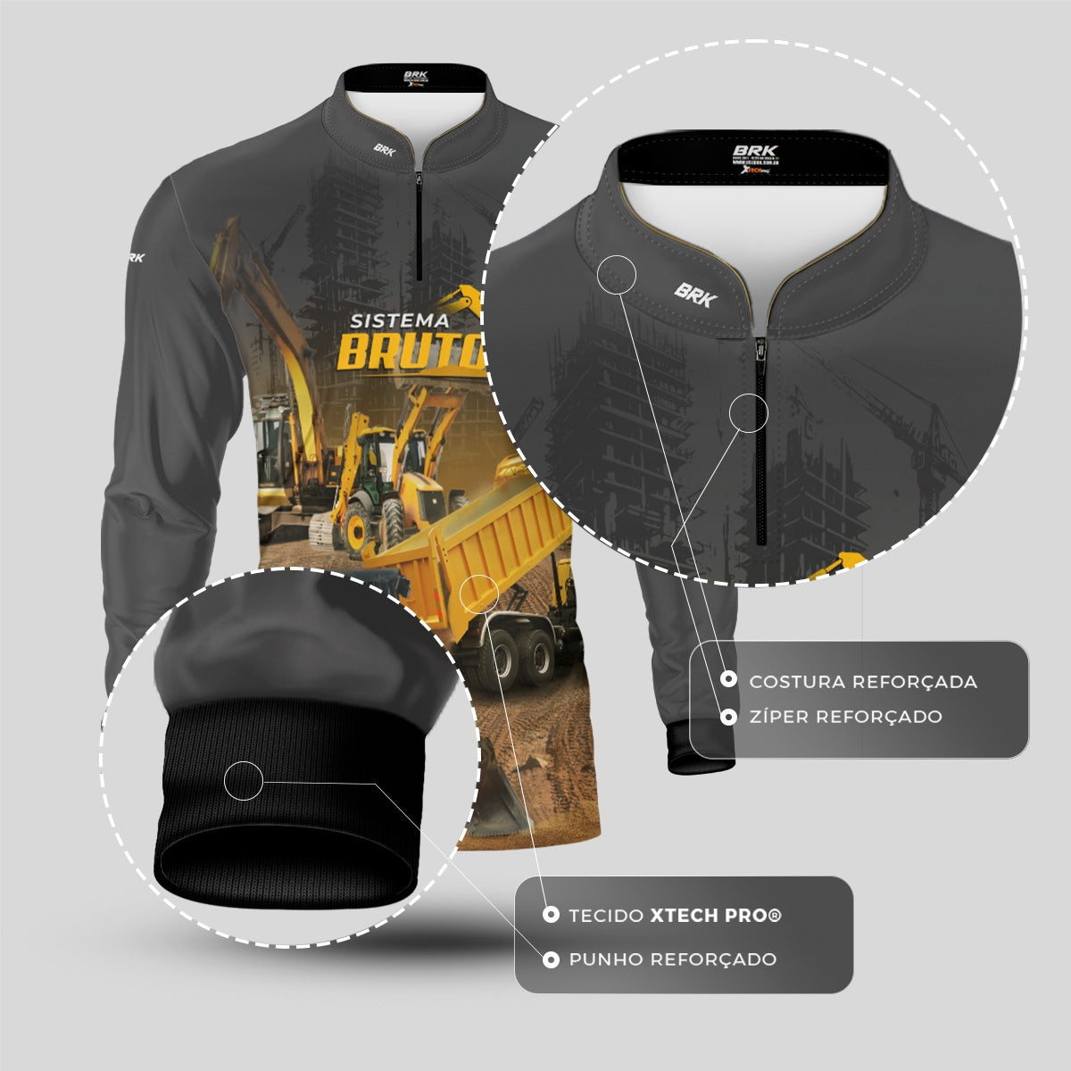 Camisa Máquina Pesada Brk Sistema Bruto Minicarregadeira com UV50+ - Brk Agro