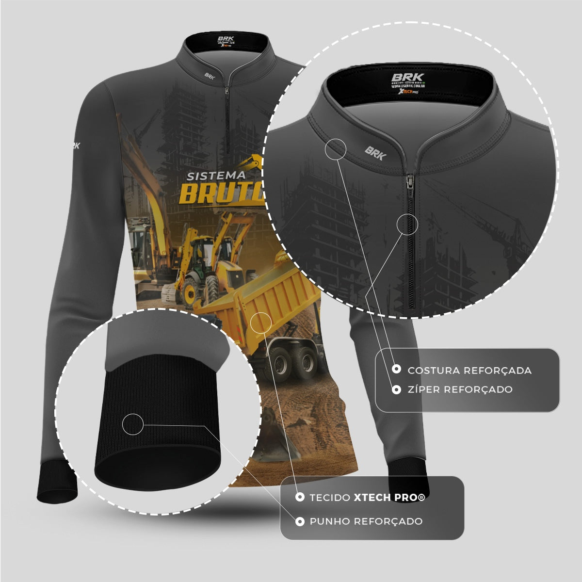 Camisa Máquina Pesada Feminina Brk Sistema Bruto Minicarregadeira com UV50+ - Brk Agro