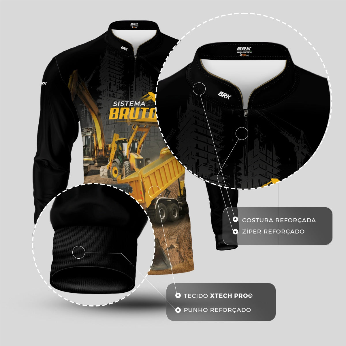 Camisa Máquina Pesada Brk Sistema Bruto Minicarregadeira com UV50+ - Brk Agro