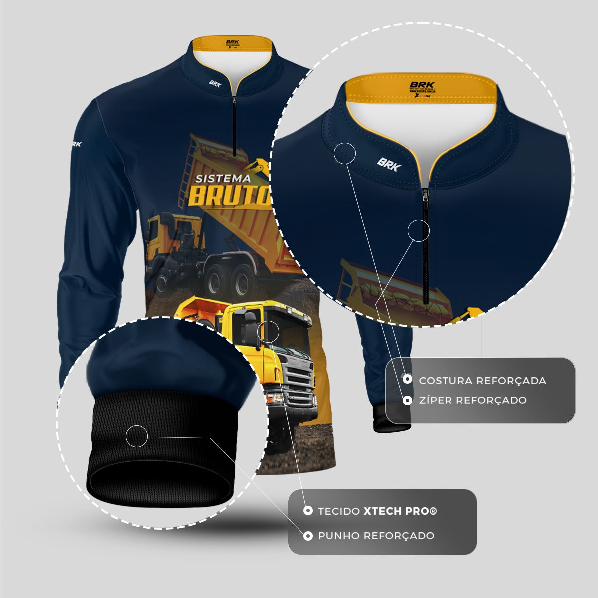 Camisa Máquina Pesada Brk Sistema Bruto Caminhão Caçamba com UV50+ - Brk Agro