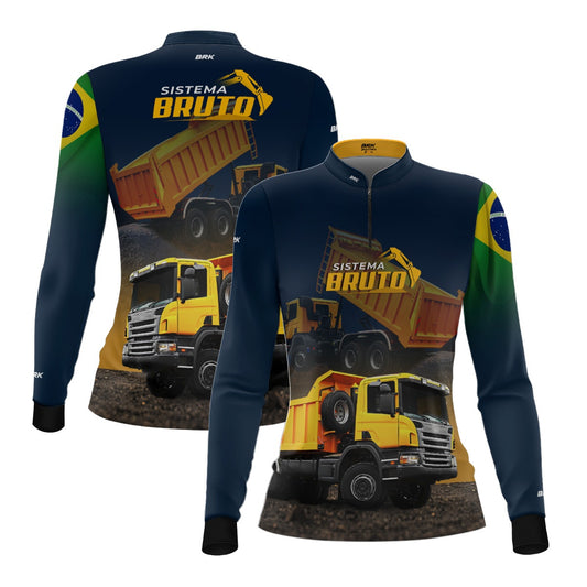 Camisa Máquina Pesada Feminina Brk Sistema Bruto Caminhão Caçamba com UV50+ - Brk Agro