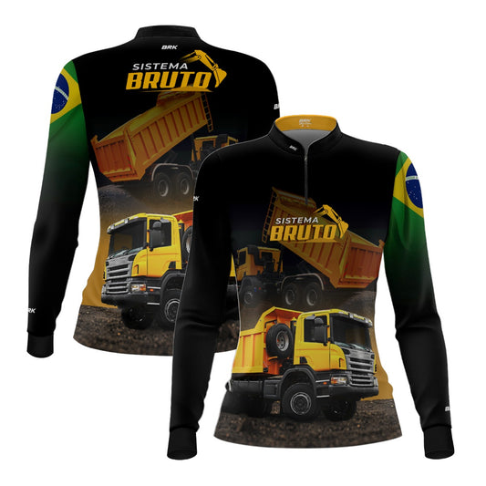 Camisa Máquina Pesada Feminina Brk Sistema Bruto Caminhão Caçamba com UV50+ - Brk Agro