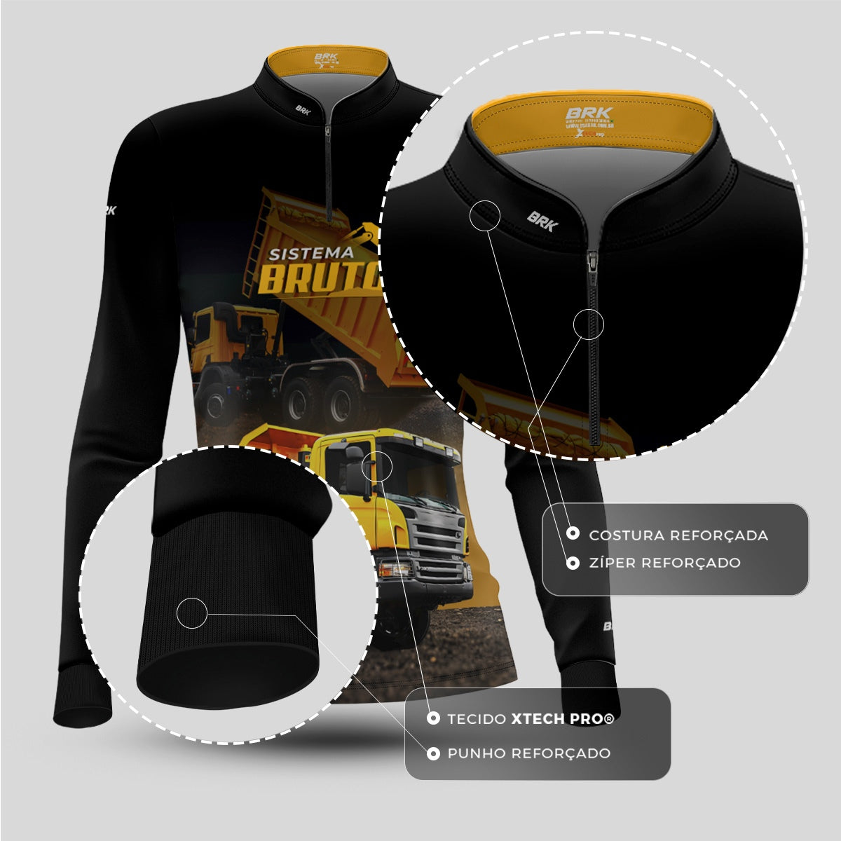 Camisa Máquina Pesada Feminina Brk Sistema Bruto Caminhão Caçamba com UV50+ - Brk Agro