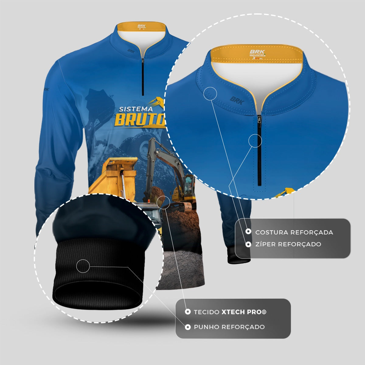 Camisa Máquina Pesada Brk Sistema Bruto Caminhão Caçamba com UV50+ - Brk Agro