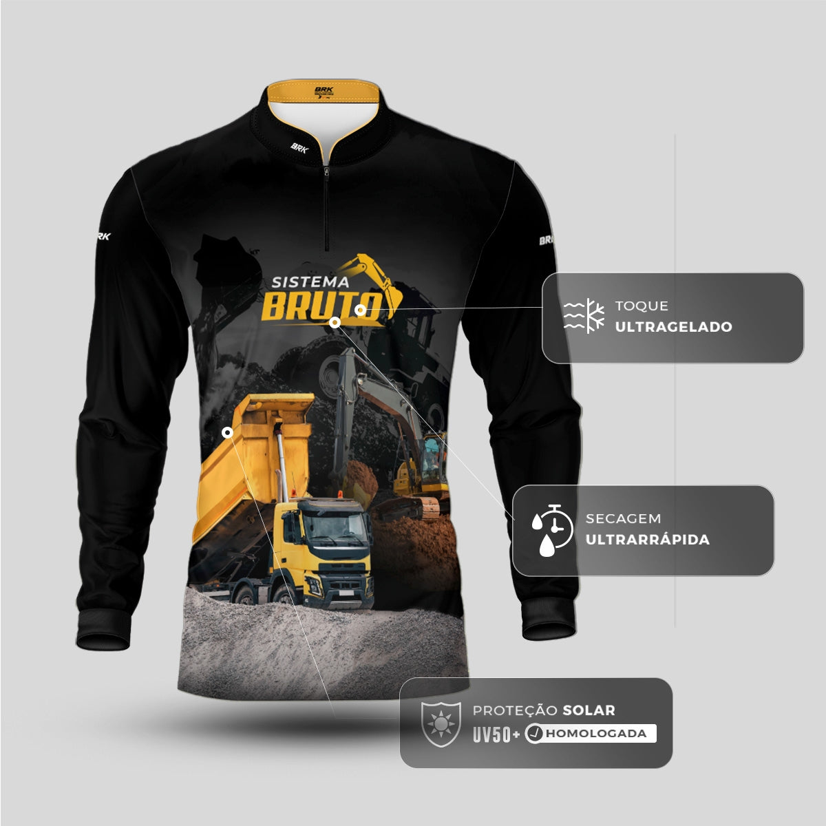 Camisa Máquina Pesada Brk Caminhão Caçamba com UV50+ - Brk Agro