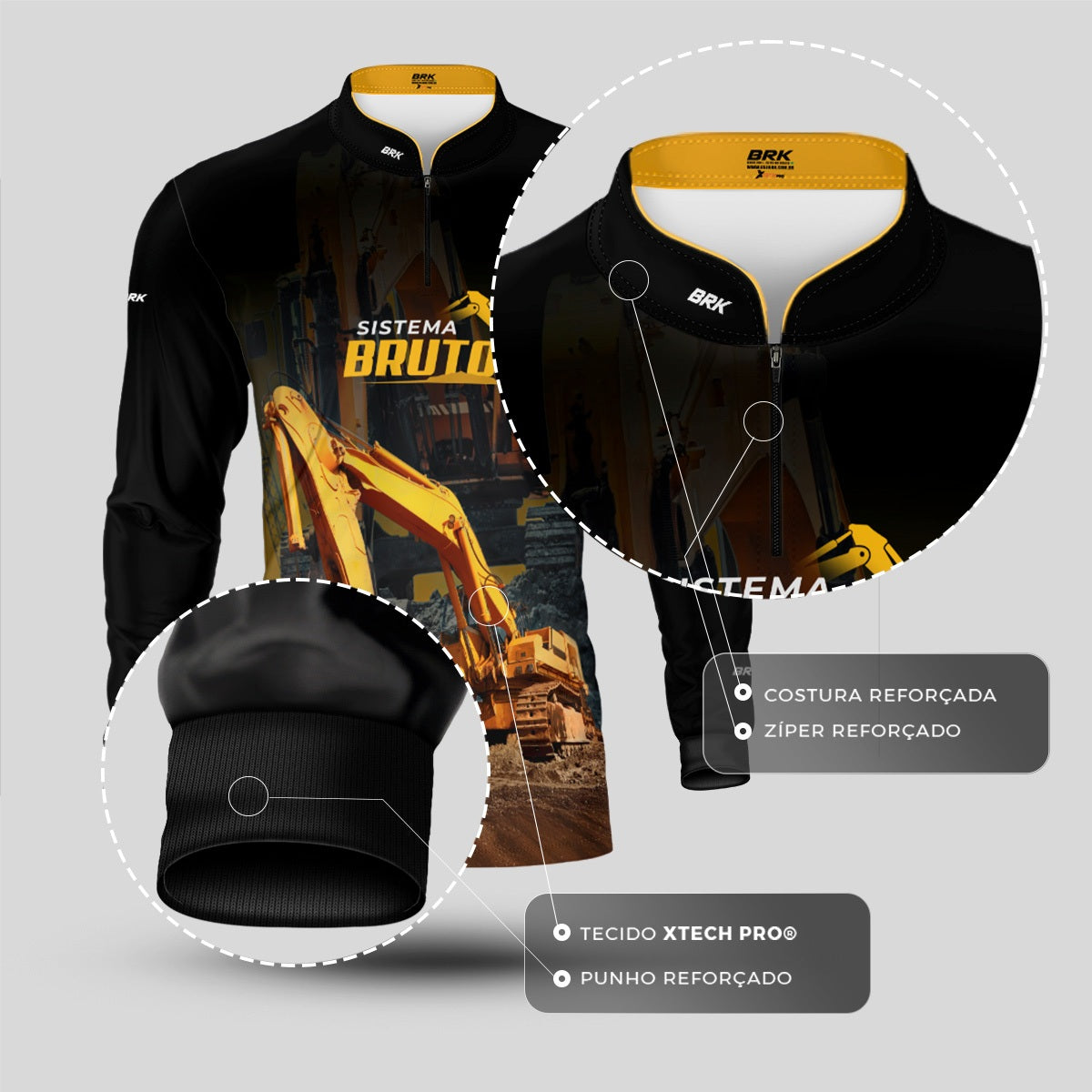 Camisa Máquina Pesada Brk Sistema Bruto Escavadeira com UV50+ - Brk Agro
