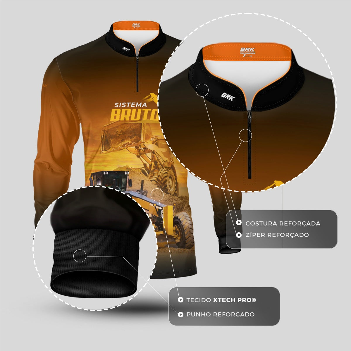 Camisa Máquina Pesada Brk Sistema Bruto Motoniveladora com UV50+ - Brk Agro