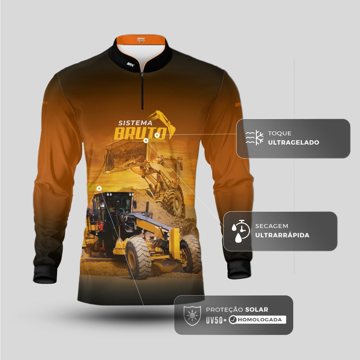 Camisa Máquina Pesada Brk Sistema Bruto Motoniveladora com UV50+ - Brk Agro