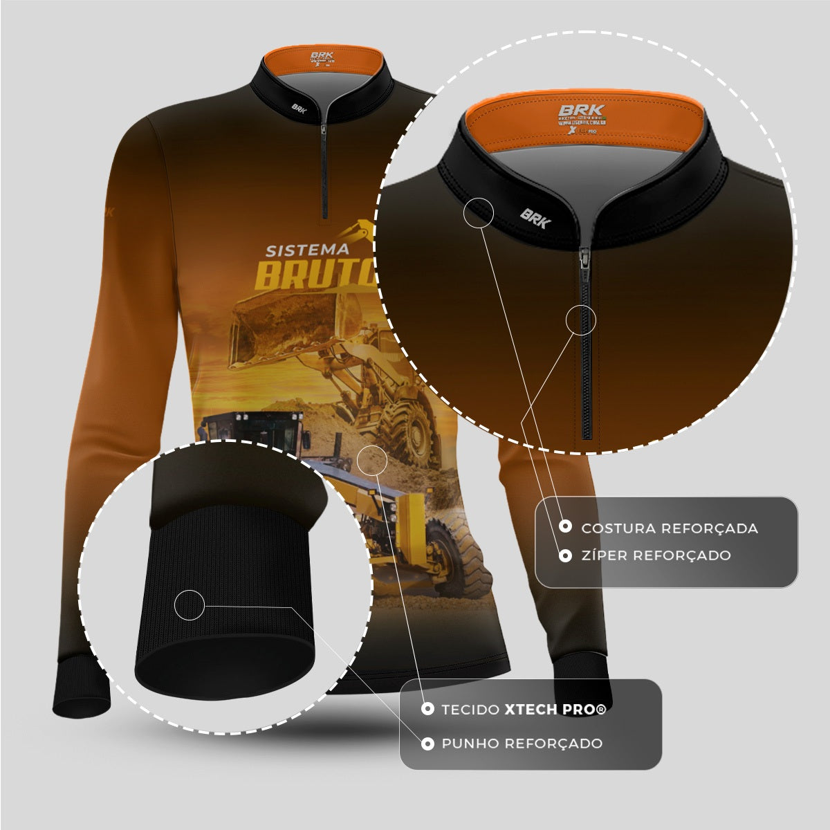 Camisa Máquina Pesada Feminina Brk Sistema Bruto Motoniveladora com UV50+ - Brk Agro