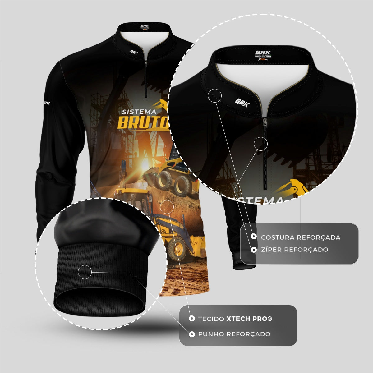 Camisa Máquina Pesada Brk Sistema Bruto Caminhão Caçamba com UV50+ - Brk Agro