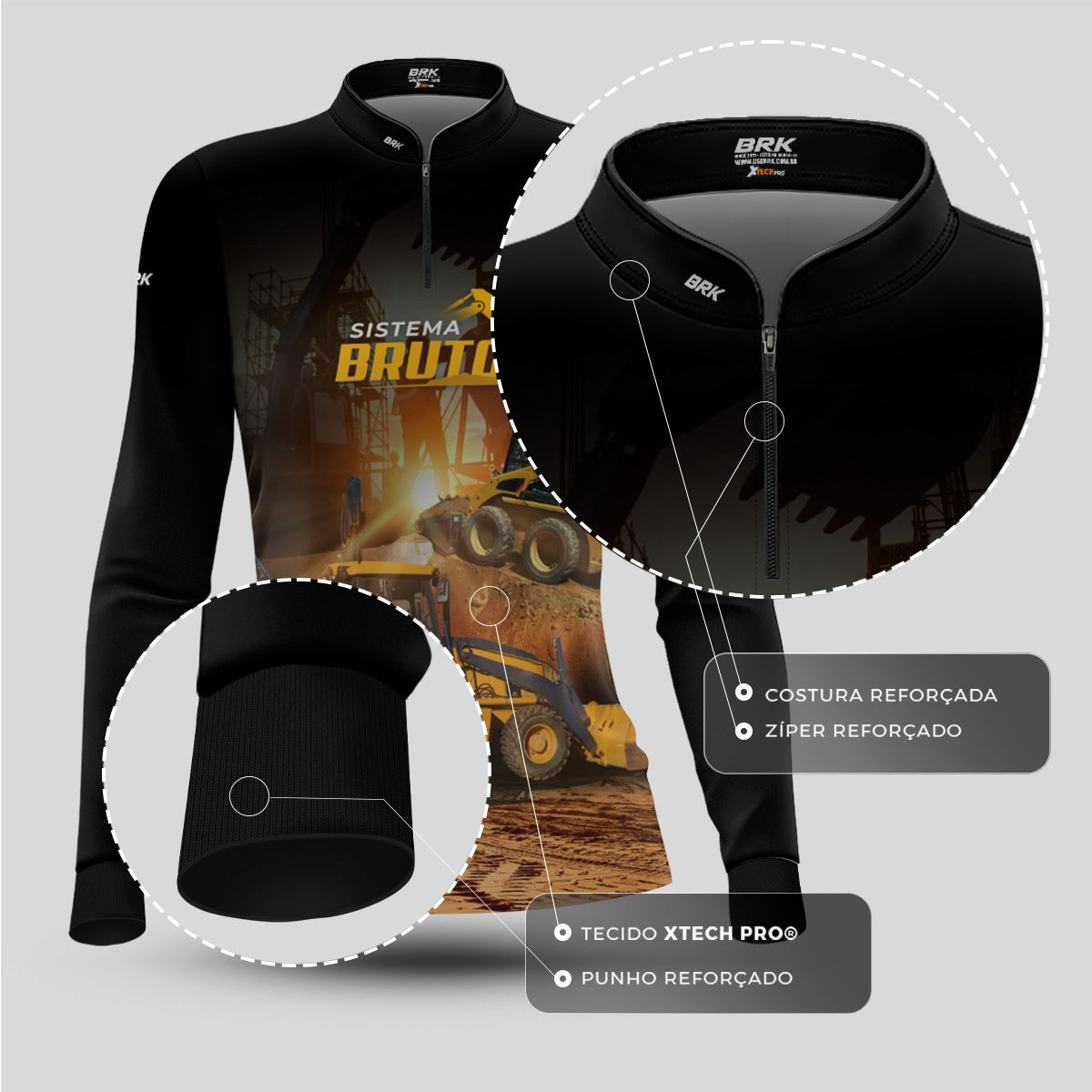 Camisa Máquina Pesada Feminina Brk Sistema Bruto Caminhão Caçamba com UV50+ - Brk Agro