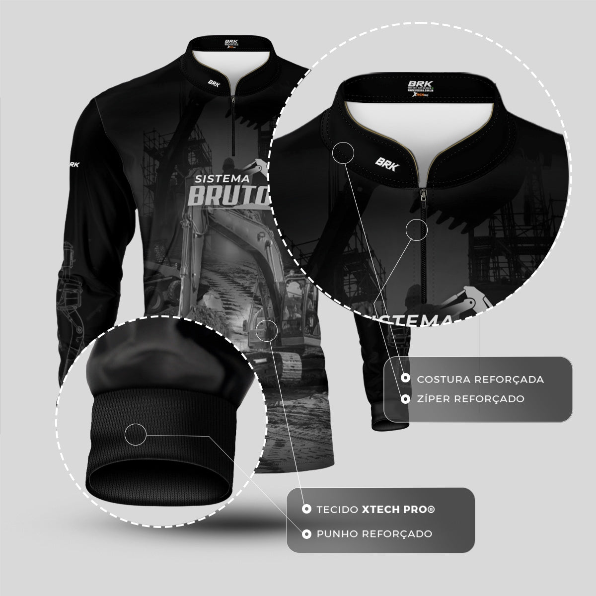 Camisa Máquina Pesada Brk Sistema Bruto Caminhão Caçamba com UV50+ - Brk Agro