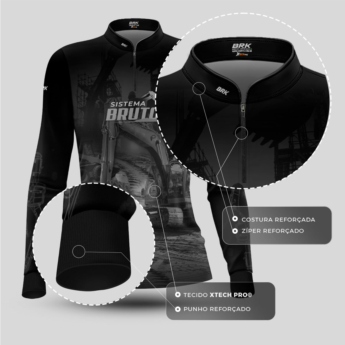 Camisa Máquina Pesada Feminina Brk Sistema Bruto Caminhão Caçamba com UV50+ - Brk Agro