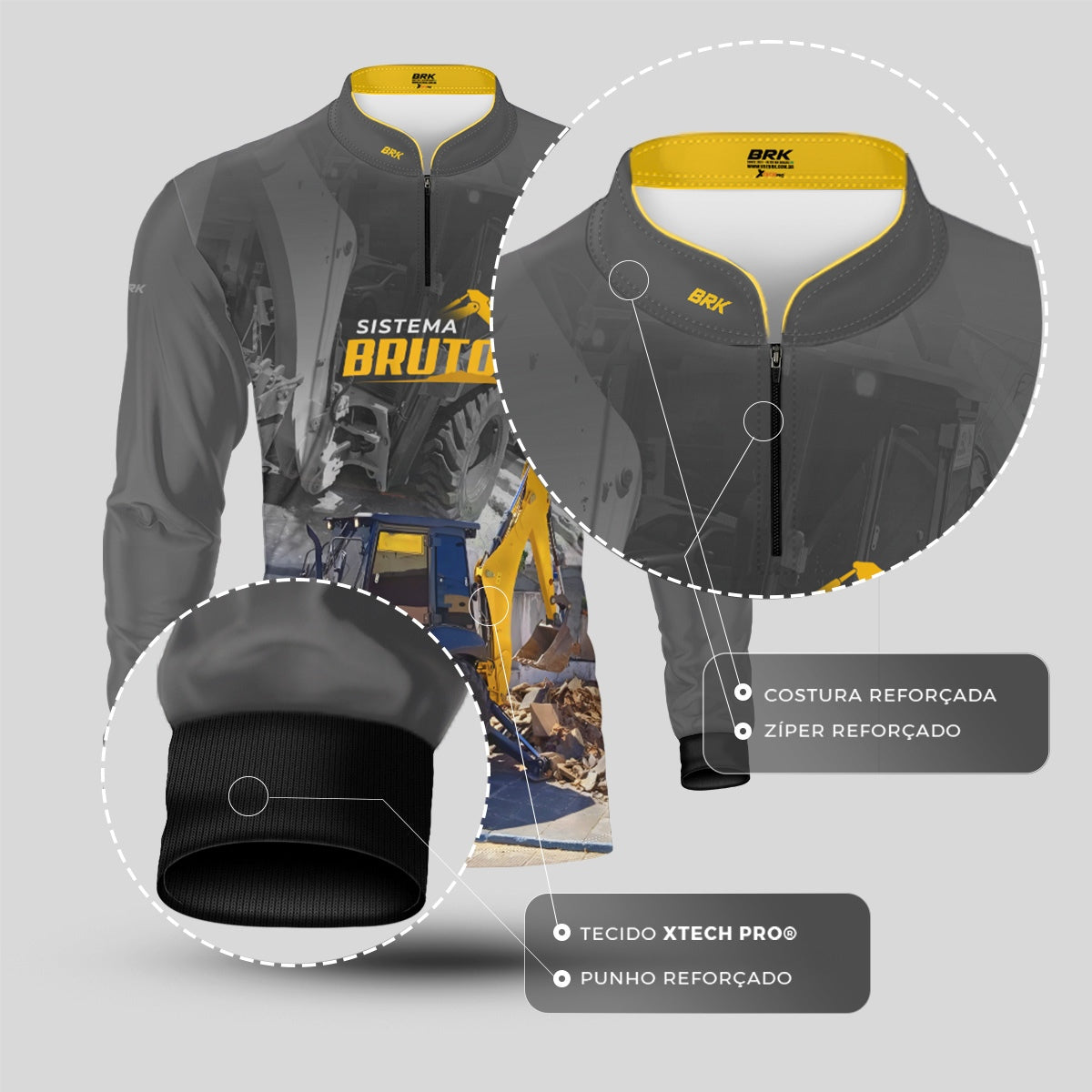 Camisa Máquina Pesada Brk Sistema Bruto Retroescavadeira com UV50+ - Brk Agro
